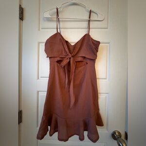 Pink Sleeveless Dress with Tie Front